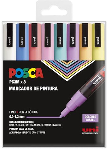 POSCA Stiftetui, PC-3M, Pastellfarben, 8 Stück