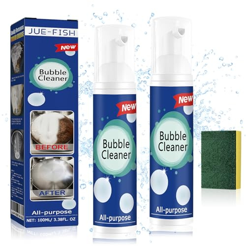 Auejacky Bubble Cleaner - Limpiador de manchas de aceite pesado espumoso, limpiador de burbujas, desengrasante, cocina, adecuado para cocina, baño, inodoro, suelos, vidrio (2, BIU)