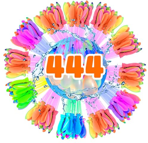 444 Pcs Bombe a Eau Ballon, Ballons D'eau, à fermeture automatique, réutilisables, avec raccords de robinet, Ballons D'eau Faciles à Remplir, pour plages, fête au bord de la piscine
