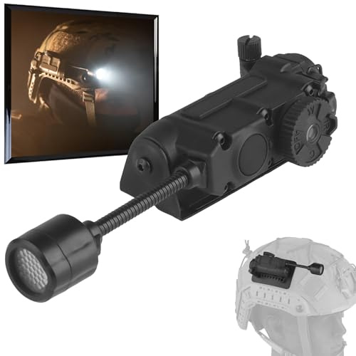 WLXW Outdoor 5-in-1-Airsoft-Helmleuchte Mit Halterung, Inklusive Taktischer ARC-Führungsschienen-Gurtbandclips, for Die Montage des MOLLE-Gurtsystems(Bk)