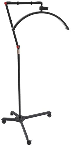 Repomanda Lámpara de suelo LED de 24 pulgadas, media luna, 36 W, 3200/5600 K, 0-100 % regulable, 83-128 cm, altura ajustable, giratorio 360°, con ruedas, mando a distancia, soporte para teléfono móvil