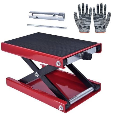 Sxnmmweu Sollevatore per moto, 500 kg/1100 lb, sollevatore per moto, ponte largo, campo di sollevamento 8,5 cm/3,35 pollici – 34 cm/13,39 pollici, per moto, biciclette, fuoristrada
