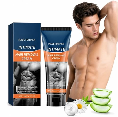Crema Depilatoria para Hombre, Fórmula Suave para Pieles Sensibles, Uso Diario en Espalda, Pecho, Piernas y Todo el Cuerpo, Fácil Enjuague para Vacaciones y Playa