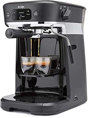 Mr. Coffee All-in-One Occasions Specialty Pods Coffee Maker, 10-Cup Thermal Carafe, and Espresso with Milk Frother and Storage Tray, Black