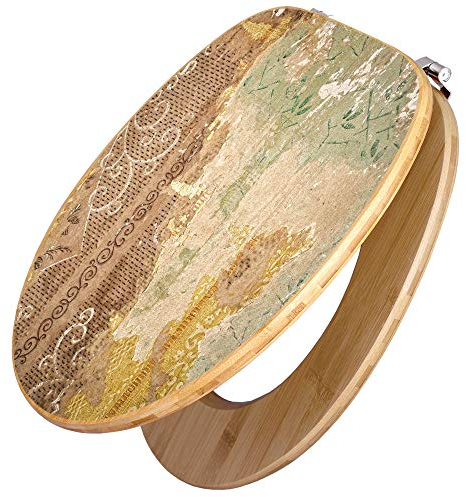 banjado Design WC Sitz Bambus 45x37,5cm / Toilettendeckel Holz/hochwertiger Toilettensitz/Bambus-Toilettendeckel für alle gängigen Toiletten - Alte Tapeten
