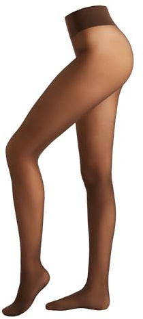 CALZEDONIA Woman's Semi-Opaque Matte Soft Comfort 30 Denier Tights in Brown, Size M