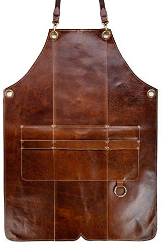 Angus Stoke Premium Lederschürze BOB - Vollleder Grillschürze - Vintage Leder Schürze BBQ & Küche & Bar Bob (L-XL)