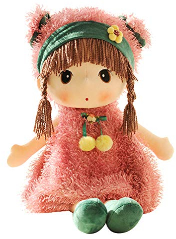 LICHENGTAI Weiche Stoffpuppe, Babypuppe Püppchen mit Haar, Schöne Puppe Plüsch Stofftier Spielzeug Cartoon Deko Toy Geschenk Gift für Kinder Baby Mädchen, 45cm (Rosa)