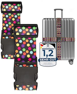 Wenter.S Koffergurte einzigartiges Kofferband Premium Gepäckgurt zur Individualisierung Ihrer Koffer - Gurt in stylischen Designs - Luggage Strap - praktisches Kofferband (schwarz weiß)