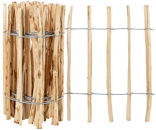 VOSS.garden 5m Staketenzaun 60cm, Gartenzaun aus Haselnuss Rollzaun Teichzaun