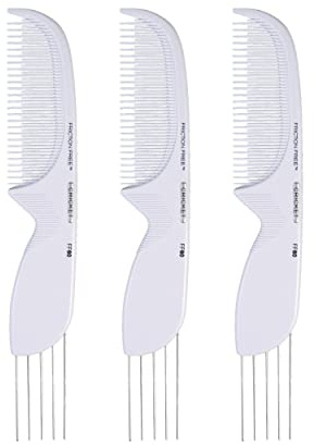 Cricket FF60 Friction Free Lift and Tease Comb - Teasing Lifting Comb with Metal Teeth for Volume and Texture, Reduces Friction and Damage, Set of 3, Ideal for Teasing and Styling All Hair Types
