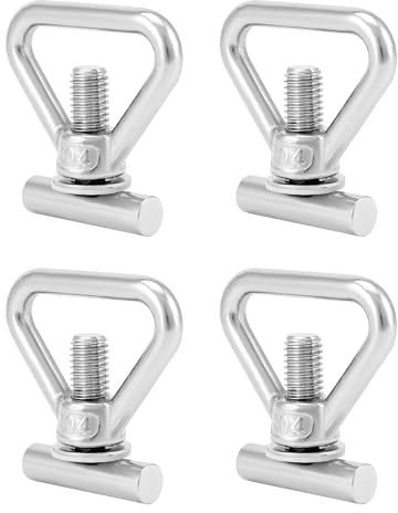 QWORK® 4Stk. M10 Zurrösen zur Ladungssicherung, 304 Edelstahl Dreieckige Ösenmuttern mit Schraubenbolzen für VW T5 T6, Tragfähigkeit 100 kg