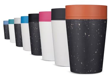 Circular & Co Insulated Reusable Coffee Cup - 8oz/227ml - Small Travel Mug - 100% Leakproof & Lockable - Push Top, One Hand Open, 360 Drinking Coffee Tumbler - Recyclable - BPA Free, Dishwasher Safe