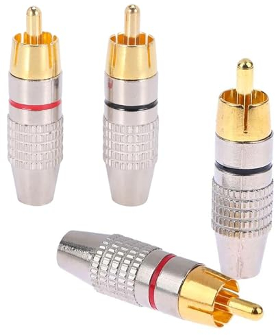 Connettore RCA Maschio Audio/Video - 4 Pezzi Spina RCA Senza Saldatura, Adattatore Audio Video Placcato Oro