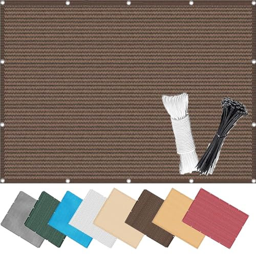 Balkonverkleidung 1.15 x 9 m, 96% Privatsphäre, Windschutz Staubschutz Wetterfest, Beständig, Anti-Uv, Balkon Balkonabdeckung Windschutz, mit Kabelbinder, für Balkon, Braun