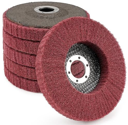 SI FANG Lot de 6 Disque de Ponçage à Lamelles en Fibre de Nylon, 12.5 x 2.2 cm -320 Grit Roue de Polissage pour Meuleuse d'angle, Pour le nettoyage, l'ébavurage et l'élimination de la rouille