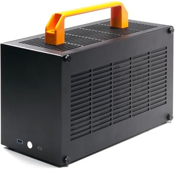 SGPC K49-BL Mini-ITX-Gehäuse, 8,3 l, kleiner Formfaktor, unterstützt GPU bis zu 300 mm, CPU-Kühler bis zu 69 mm, SFX-Netzteil, USB 3.0 und Typ-C-Front-I/O, inklusive Acryl-Seitenteil und Tragegriffen