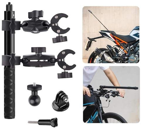 Hanured Cykel- och motorcykelstyrfäste för actionkamera, motorcykel kamera stödsats, kompatibel med Insta360 X4, X3, X2