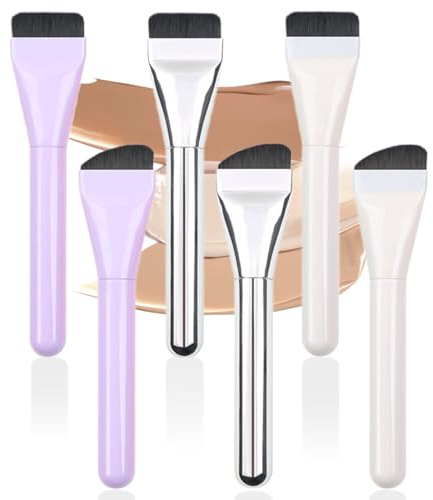 Pinceaux à fond de teint, 6pcs, pinceau à fond de teint plat, pinceaux de maquillage ultra fins pour fond de teint, pinceau anti-cernes, Pour Appliquer & Estomper tous types de Maquillage Fuide