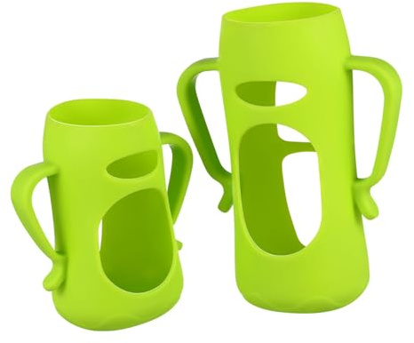Hemobllo 2 Fundas para Biberones de Silicona con Asa, Aislamiento Térmico y Antideslizante, Ideales para Bebés en Viaje, Hogar y Guardería