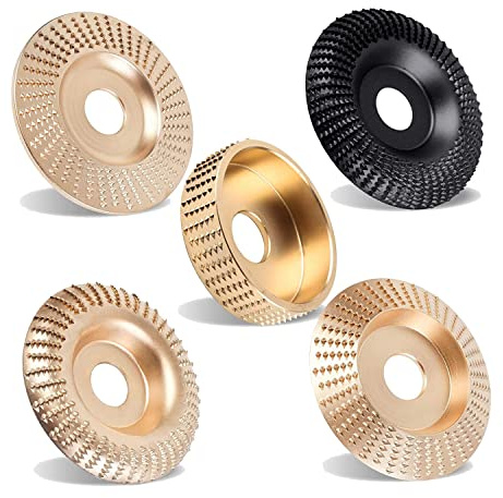 Cpolebev Set di Dischi per Intaglio del Legno per Smerigliatrice Angolare 4 e 4 Accessori per Smerigliatrice Angolare da 1/2 con Perno da 5/8 di Pollice, Strumento per Smerigliatrice per Ceppi