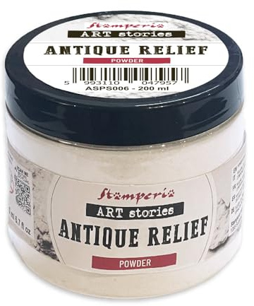 Stamperia - Antique Relief Powder to Create Richly Textured Surfaces, Adds Dimension and Character to Stenciled Motifs, Perfect for Crafts and Gifting (200ml) (Art Stories)