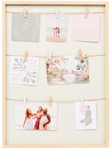 Cornice 2 in 1 per Foto, Max 10 Foto Misura 10x15 cm, da Appendere a Parete 3D Tridimensionale, Ricordi Amore Famiglia Momenti Felici, Regalo, Colore Rovere Chiaro, 52x38 cm
