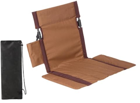 pistro Stadium Seat Bleacher Chair with Back Support - Folding Floor Chair for Picnic, Lawn, Trekking, Fishing, Concerts- Brown