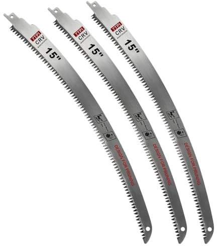 Hojas de sierra de sable, dientes japoneses, 380 mm, 7TPI, 3 piezas, borde de arco para madera, corte de árbol, corte de ramas, hoja de sierra de acero al carbono para sierra de sable