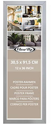 Close Up Posterrahmen 30,5 x 91,5 cm, silber, MDF Holz, Frame für Langbahnposter, PVC Scheibe (unzerbrechlich)