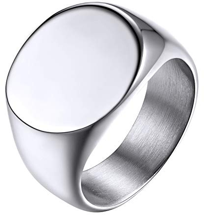 GoldChic JEWELRY Anello Uomo Acciaio con Sigillo Vintage, Anello Ovalo In Acciaio Inossidabile Taglia 20 Anello Acciaio Uomo Per Rapper Uomo Ragazzo