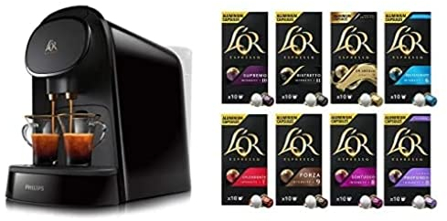Philips L'OR Barista LM8012/60 Machine à café à capsules Piano Noir + 80 capsules L'Or Assortiment