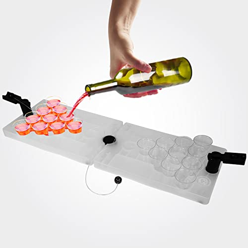 SHOTPONG Extension idéale pour les amateurs de bière pong Mini beer pong Idéal pour les fêtes, les festivals comme cadeau ou pour réchauffer Set de jeu à boire court avec 20 gobelets redcups