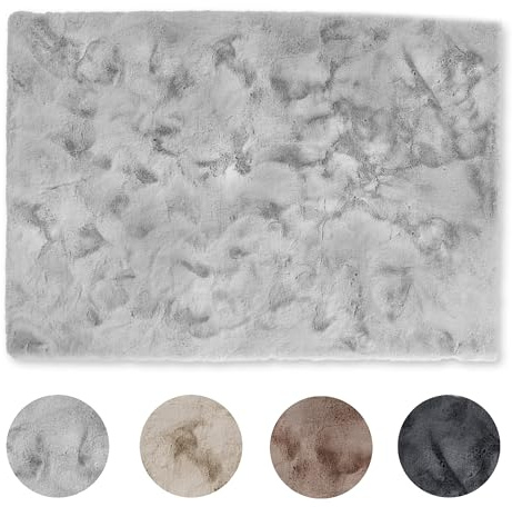 Schöner Wohnen Kollektion Alfombra de Piel sintética Alfombra de salón - Alfombra de Pelo Alto - Piel de Cordero - Alfombra Decorativa Rectangular Gris 80 x 150 cm