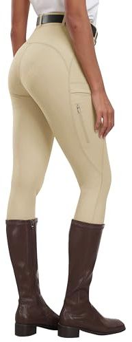 MoFiz Culottes d'équitation Femme Pantalon Equitation Leggings d'équitation Silicone Complet Pantalon d'été pour Sports équestres Kaki S