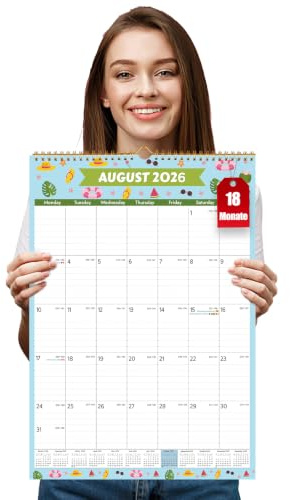 Wall Calendar 2026 UK, 2026-2027 Calendar Family Planner A3, 18 Month