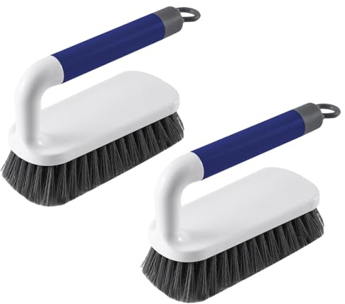 2 Pack Scrub Brush, Scrubbing Cleaning Brushes, Heavy Duty Cleaning Brushes with Handle, for Shower, Bathroom, Carpet, Kitchen and Bathtub Scrubber (Blue)