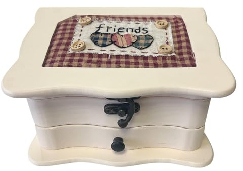 WELL HOME MOBILIARIO & DECORACIÓN Caja Joyero 'Friends' en madera, formato cuadrado con espejo y cajón