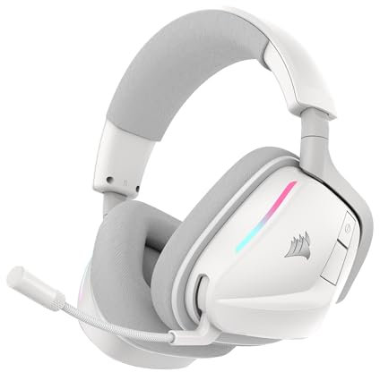 Corsair Void v2 Casque de Jeu sans Fil avec Bluetooth pour PC, PS5, PS4, Switch et Mobile – Dolby Atmos, Multiplateforme sans Fil Double, Batterie Longue Durée, Chargement Rapide – Blanc
