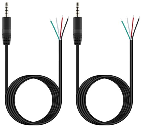 Greluma 2 St 3,5 mm hankontakt till bar tråd öppen ände, 1,5 m TRRS 4 polig stereo 1/8 kontaktkontakt Pigtail för hörlurar Headset Hörlursmikrofon