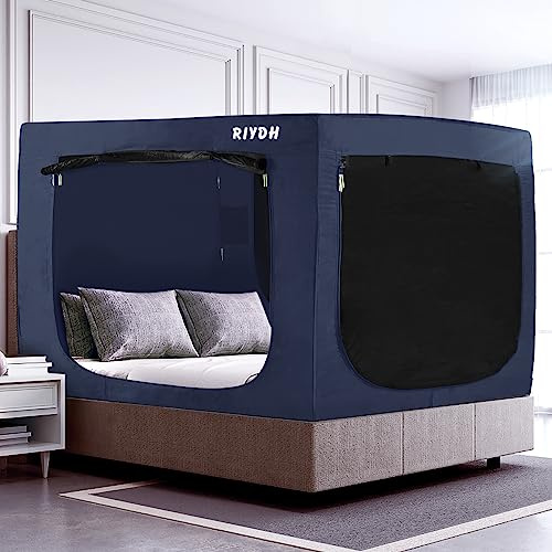 RIYDH Bed Tent Twin XL Bed Canopy Tents - Portable Dream Tent for Kids and Adult Indoor Sleeping Tents 93% Blackout with 3 Doors Breathable Big Space Tents