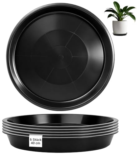 Lot de 6 soucoupes en plastique pour pot de fleurs - Diamètre : 40 cm