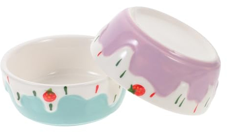 QUMIIRITY Ciotole in Ceramica per Criceti 2 Pezzi Antiribaltamento Anti-schizzo Ciotola per Cibo e Acqua Piccoli Animali Porcellini D'india Ricci Gabbia Pulita