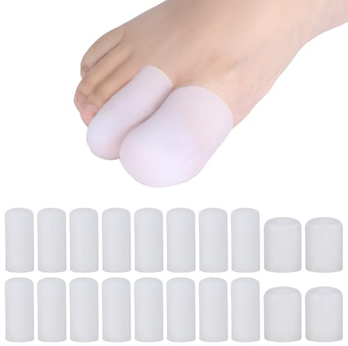 20Pcs Gel Toe Protectors - Durable Silicone Toe Caps, Toe Cushion Guard Cover for Women Men, Relieve Ingrown Toenails, Hammer Toes, Corns, Blisters, Callus, 16M + 4L