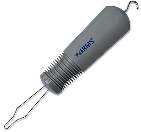 RMS Button Hook with Zipper Pull - Button Assist Device with Comfort & Wide Grip, Shirt & Coat Buttoning Aid Ideal for Limited Dexterity Caused by Arthritis (Grey)