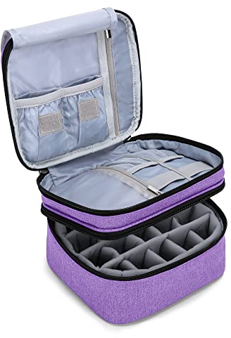 Luxja Nail Varnish Storage Case for Nail Polish, Nail Varnish Holder, Nail Polish Carrying Case - Holds 30 Bottles (15ml - 0.5 fl.oz), Double-Layer Storage Bag for Nail Varnishes and Manicure, Purple