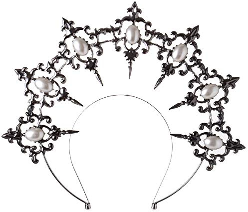 BLESSUME Serre-tête, auréole, couronne pour femme, accessoire d'Halloween de la déesse Marie, noir, 1 Count (Pack of 1)