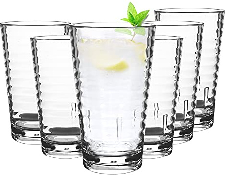 6Pcs 385 ml Vasos Apilables Plástico Premium Irrompible Reutilizable,Vaso Transparente Reutilizable Vasos de Agua de Plástico Acrílico Reutilizables Vasos de Acrílico para Adultos Clear (385ml)