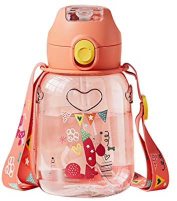 Borraccia per bambini con cannuccia, 700 ml 24 once senza BPA, borraccia sportiva Tritan per bambini, con coperchio a scatto con chiusura a scatto, borraccia a prova di perdite con cinturino per