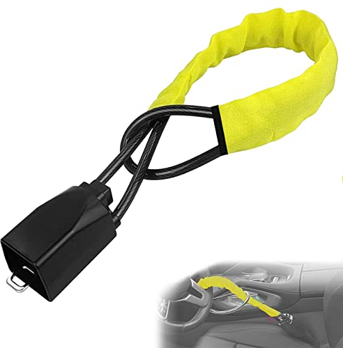 Blocco Volante per Auto Universale: Antifurto Con 3 Chiavi Immobilizzatore per Furgone, Camper (Giallo)